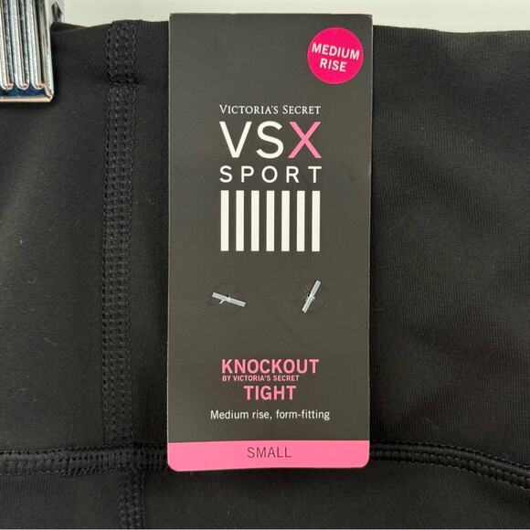 NWT Victoria’s Secret Sport Knockout Tight Leggings Med Rise Solid Black Size S - Picture 3 of 10